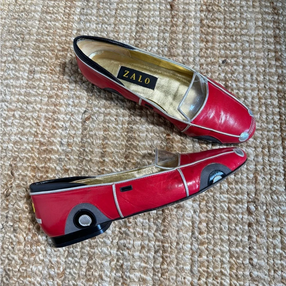 Zalo -Whimsical‎ Red Leather Sports Car Design Shoes US Size 7.5